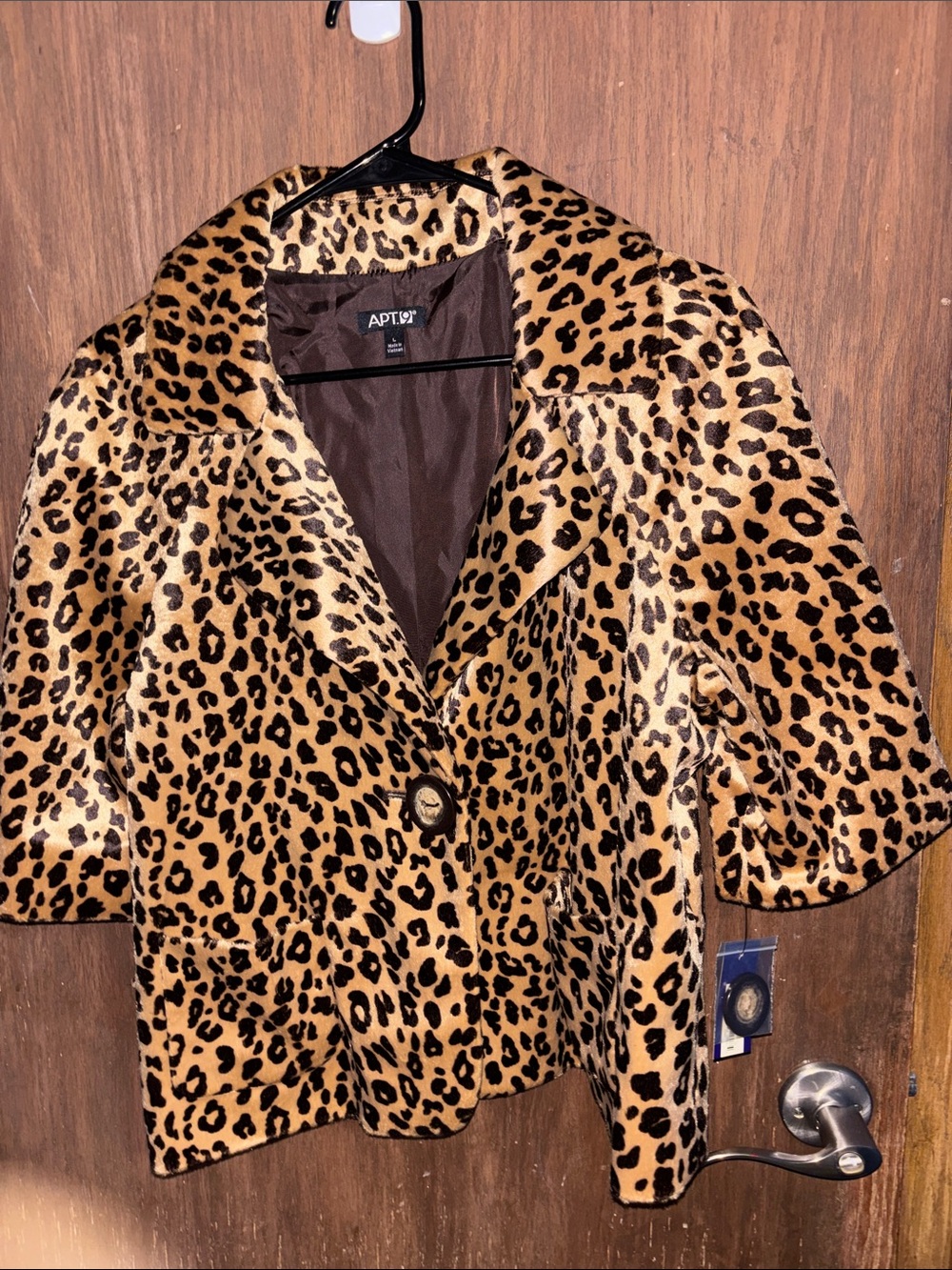 Apt. 9 Short-Sleeve Leopard Print Blazer in Tan and Black